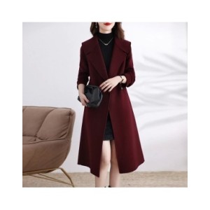 Abrigo de felpa de doble cara de gama alta para mujer, cuello de traje de longitud media, chaqueta de lana ajustada hasta la rod