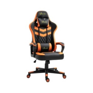 Vinsetto Silla Gaming Ergonómica Altura Regulable Giratorio con Reposacabezas Cojín Lumbar 61x70x121-129 cm