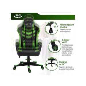 Vinsetto Silla Gaming Ergonómica Altura Regulable Giratorio con Reposacabezas Cojín Lumbar 61x70x121-129 cm
