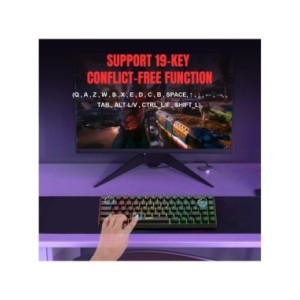 HXSJ-miniteclado V200 con cable K68 RGB Streamer para juegos, teclado de membrana sin conflicto de 19 teclas, pero sensación mec HXSJ-miniteclado V200 con cable K68 RGB Streamer para juegos, teclado de membrana sin conflicto de 19 teclas, pero sensación mec