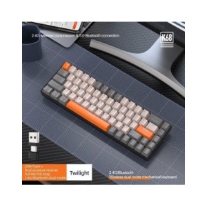 Teclado mecánico inalámbrico con Bluetooth, modo Dual, Mini interruptor rojo de 68 teclas intercambiable en caliente para PC, PS Teclado mecánico inalámbrico con Bluetooth, modo Dual, Mini interruptor rojo de 68 teclas intercambiable en caliente para PC, PS