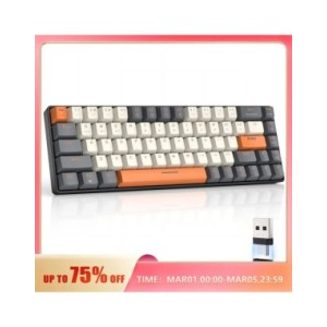 Teclado mecánico inalámbrico con Bluetooth, modo Dual, Mini interruptor rojo de 68 teclas intercambiable en caliente para PC, PS Teclado mecánico inalámbrico con Bluetooth, modo Dual, Mini interruptor rojo de 68 teclas intercambiable en caliente para PC, PS