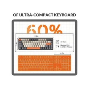 Teclado mecánico inalámbrico con Bluetooth, modo Dual, Mini interruptor rojo de 68 teclas intercambiable en caliente para PC, PS Teclado mecánico inalámbrico con Bluetooth, modo Dual, Mini interruptor rojo de 68 teclas intercambiable en caliente para PC, PS