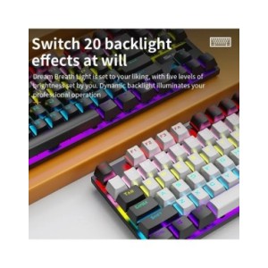 SKYLION-Teclado mecánico con cable K87, 20 tipos de iluminación colorida para juegos y oficina, para Microsoft Windows y Apple I SKYLION-Teclado mecánico con cable K87, 20 tipos de iluminación colorida para juegos y oficina, para Microsoft Windows y Apple I