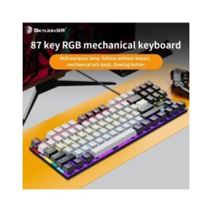 SKYLION-Teclado mecánico con cable K87, 20 tipos de iluminación colorida para juegos y oficina, para Microsoft Windows y Apple I SKYLION-Teclado mecánico con cable K87, 20 tipos de iluminación colorida para juegos y oficina, para Microsoft Windows y Apple I