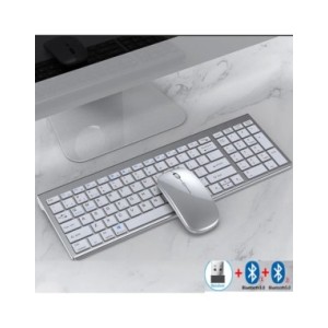 Jomaa-Juego de teclado y ratón Bluetooth para ordenador portátil, Combo de teclado y ratón inalámbrico, recargable, Delgado, USB Jomaa-Juego de teclado y ratón Bluetooth para ordenador portátil, Combo de teclado y ratón inalámbrico, recargable, Delgado, USB