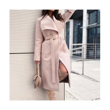 MUYOGRT-gabardina larga de lana para mujer, abrigo informal de manga larga con botones y cuello en V, ropa que combina con todo,