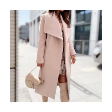 MUYOGRT-gabardina larga de lana para mujer, abrigo informal de manga larga con botones y cuello en V, ropa que combina con todo,