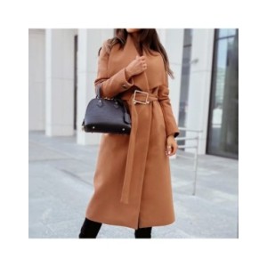 MUYOGRT-gabardina larga de lana para mujer, abrigo informal de manga larga con botones y cuello en V, ropa que combina con todo,