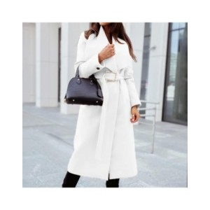 MUYOGRT-gabardina larga de lana para mujer, abrigo informal de manga larga con botones y cuello en V, ropa que combina con todo,