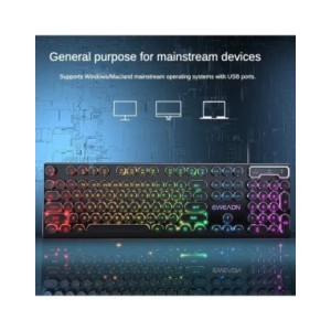 Teclado con cable para ordenador, dispositivo de escritura redondo, Retro, USB, Plug Play, tamaño completo, para ordenador portá Teclado con cable para ordenador, dispositivo de escritura redondo, Retro, USB, Plug Play, tamaño completo, para ordenador portá