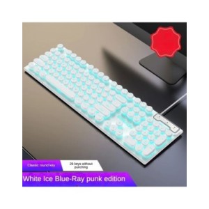Teclado con cable para ordenador, dispositivo de escritura redondo, Retro, USB, Plug Play, tamaño completo, para ordenador portá Teclado con cable para ordenador, dispositivo de escritura redondo, Retro, USB, Plug Play, tamaño completo, para ordenador portá