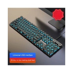 Teclado con cable para ordenador, dispositivo de escritura redondo, Retro, USB, Plug Play, tamaño completo, para ordenador portá Teclado con cable para ordenador, dispositivo de escritura redondo, Retro, USB, Plug Play, tamaño completo, para ordenador portá