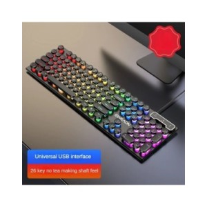 Teclado con cable para ordenador, dispositivo de escritura redondo, Retro, USB, Plug Play, tamaño completo, para ordenador portá Teclado con cable para ordenador, dispositivo de escritura redondo, Retro, USB, Plug Play, tamaño completo, para ordenador portá