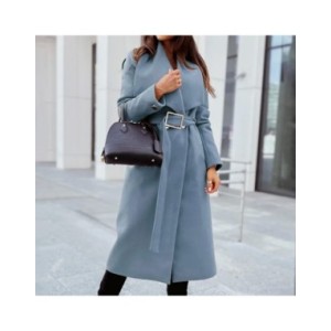 MUYOGRT-gabardina larga de lana para mujer, abrigo informal de manga larga con botones y cuello en V, ropa que combina con todo,