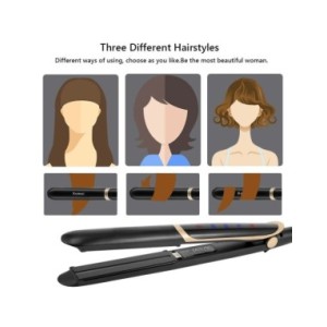 Plancha de pelo infrarroja 2 en 1 con pantalla Lcd, alisador rápido de iones negativos, rizador de pelo, plancha plana infrarroj Plancha de pelo infrarroja 2 en 1 con pantalla Lcd, alisador rápido de iones negativos, rizador de pelo, plancha plana infrarroj