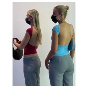 Tops de manga corta con espalda descubierta para mujer, ropa de múltiples formas, Camiseta básica ajustada, recortada, Top corto Tops de manga corta con espalda descubierta para mujer, ropa de múltiples formas, Camiseta básica ajustada, recortada, Top corto