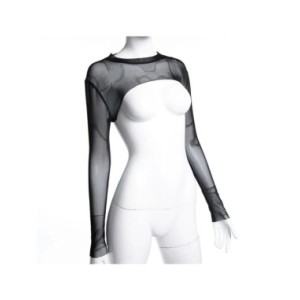 Top corto Sexy para mujer, camiseta de manga de malla, Tops transparentes ahuecados, camiseta negra para mujer, camiseta informa Top corto Sexy para mujer, camiseta de manga de malla, Tops transparentes ahuecados, camiseta negra para mujer, camiseta informa