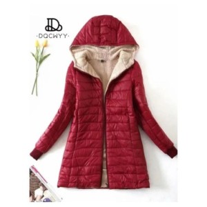 Chaqueta con capucha de longitud media para mujer, abrigo de algodón de lana, Parkas cálidas de lana de cordero, edición coreana
