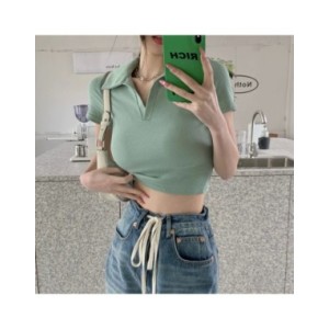 Camiseta informal Lisa a la moda para mujer, jersey de Polo de manga corta, camisetas ajustadas, Top de punto suave que combina  Camiseta informal Lisa a la moda para mujer, jersey de Polo de manga corta, camisetas ajustadas, Top de punto suave que combina