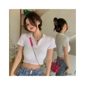 Camiseta informal Lisa a la moda para mujer, jersey de Polo de manga corta, camisetas ajustadas, Top de punto suave que combina  Camiseta informal Lisa a la moda para mujer, jersey de Polo de manga corta, camisetas ajustadas, Top de punto suave que combina