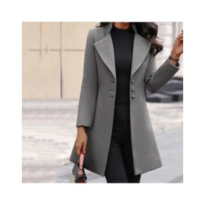 Abrigo de lana ajustado para mujer, Chaqueta larga de Color sólido, informal, a la moda, con botones, manga larga, de longitud m