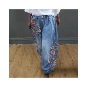 Pantalones de pierna ancha con patrón de flores para mujer, pantalones farol de pierna ancha, pantalones cómodos de cintura medi Pantalones de pierna ancha con patrón de flores para mujer, pantalones farol de pierna ancha, pantalones cómodos de cintura medi