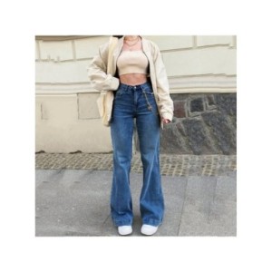 Pantalones vaqueros de cintura alta Y2k para mujer, ropa de calle ajustada, pantalones acampanados elásticos, Pantalones rectos 