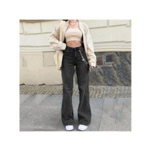 Pantalones vaqueros de cintura alta Y2k para mujer, ropa de calle ajustada, pantalones acampanados elásticos, Pantalones rectos 