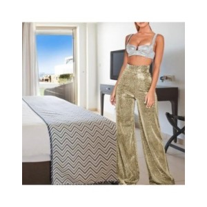 Pantalones brillantes de pierna ancha para mujer, pantalón informal brillante, pantalones largos de salón, ropa de noche para di Pantalones brillantes de pierna ancha para mujer, pantalón informal brillante, pantalones largos de salón, ropa de noche para di