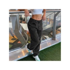 Pantalones vaqueros de pierna ancha de cintura alta para mujer, pantalones largos Vintage, ropa de calle suelta, Color sólido, m