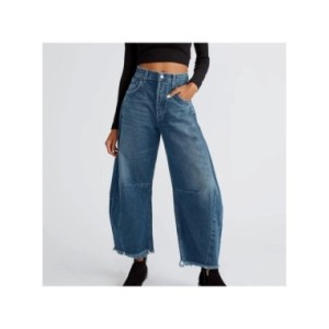 Pantalones vaqueros holgados de pierna ancha para mujer, pantalones vaqueros holgados con dobladillo recortado, ropa de diario Y