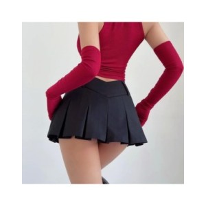Faldas plisadas con diseño de cintura en V, minifalda de línea a de cintura alta, ropa de calle Vintage, Sexy, Linda estética Y2