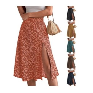 Faldas Midi elásticas con estampado Floral para mujer, faldas con abertura lateral, cintura alta, poliéster, moda Vintage Boho,  Faldas Midi elásticas con estampado Floral para mujer, faldas con abertura lateral, cintura alta, poliéster, moda Vintage Boho,