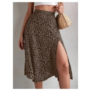Faldas Midi elásticas con estampado Floral para mujer, faldas con abertura lateral, cintura alta, poliéster, moda Vintage Boho,  Faldas Midi elásticas con estampado Floral para mujer, faldas con abertura lateral, cintura alta, poliéster, moda Vintage Boho,