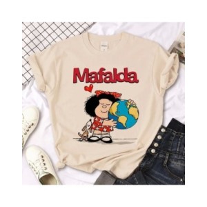 Camiseta de Mafalda de algodón para mujer, camiseta gráfica Kawaii de alta calidad, ropa Harajuku de Manga de Anime, novedad de 