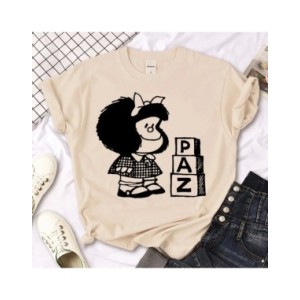 Camiseta de Mafalda de algodón para mujer, camiseta gráfica Kawaii de alta calidad, ropa Harajuku de Manga de Anime, novedad de 