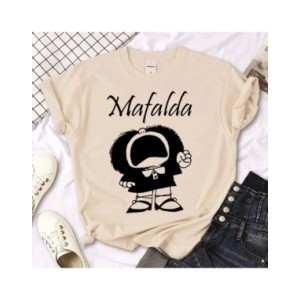 Camiseta de Mafalda de algodón para mujer, camiseta gráfica Kawaii de alta calidad, ropa Harajuku de Manga de Anime, novedad de 