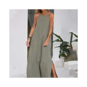 Vestido largo con tirantes para mujer, hasta el tobillo traje elegante, silueta de línea a, diseño sin hombros, suave, estilo de