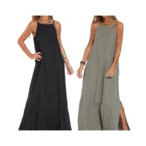 Vestido largo con tirantes para mujer, hasta el tobillo traje elegante, silueta de línea a, diseño sin hombros, suave, estilo de