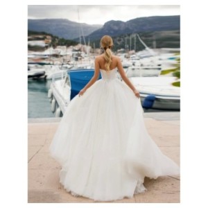 Rubí-Vestido de Novia sin tirantes para mujer, traje de Novia con cordones, apliques de tul blanco, barato, 2022