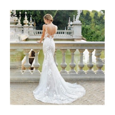 Vestidos De Novia De manga larga para mujer, ropa De ilusión con cordones en la espalda, elegante, tul, línea A, 2024